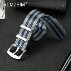 Luxurious Soft Nylon Watch Strap - Premium Comfort Replacement Watchband - 22mm (Gray - Blue)