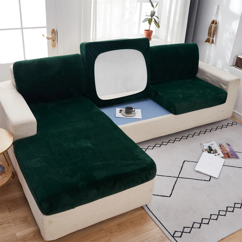 Super Soft Velvet Sofa Seat Cushion Cover For Living Room Thick Plush Sofa Covers Stretch L Shape Corner Armchair Sofa Slipcover 6