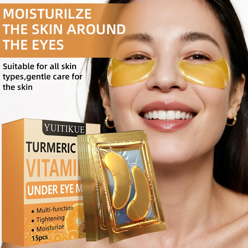 YUITIKUE Turmeric Vitamin C Eye Mask Multi-Functional Tightening Moisturizing 15 Pieces Pack