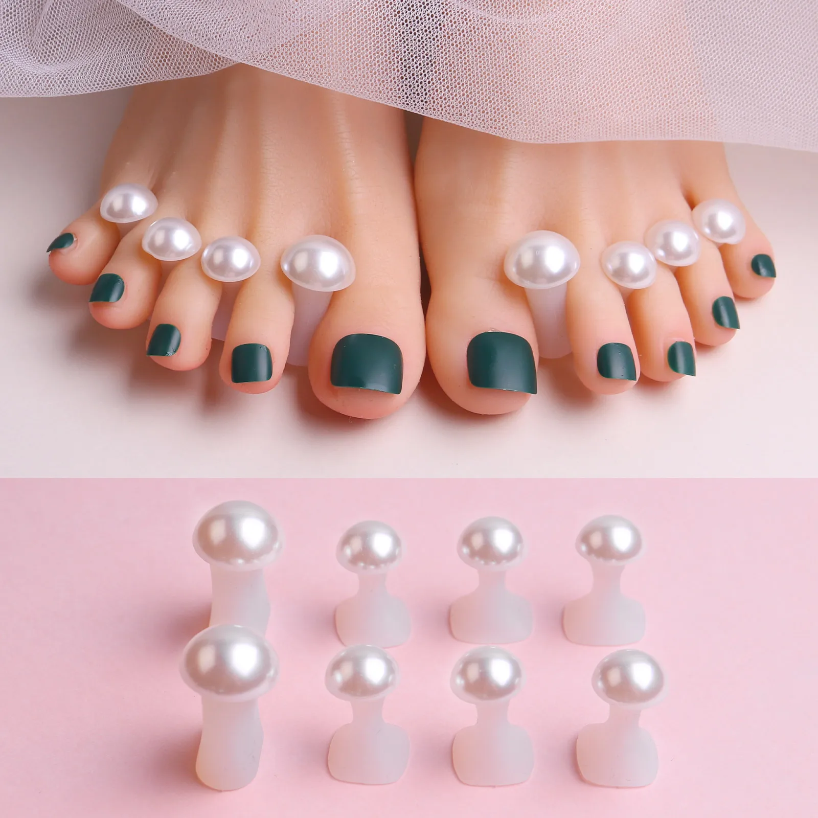 Pearls Soft Silicone Toe Separator Set for Nail Polish Apply And Repair nails 8Pcs toe separators