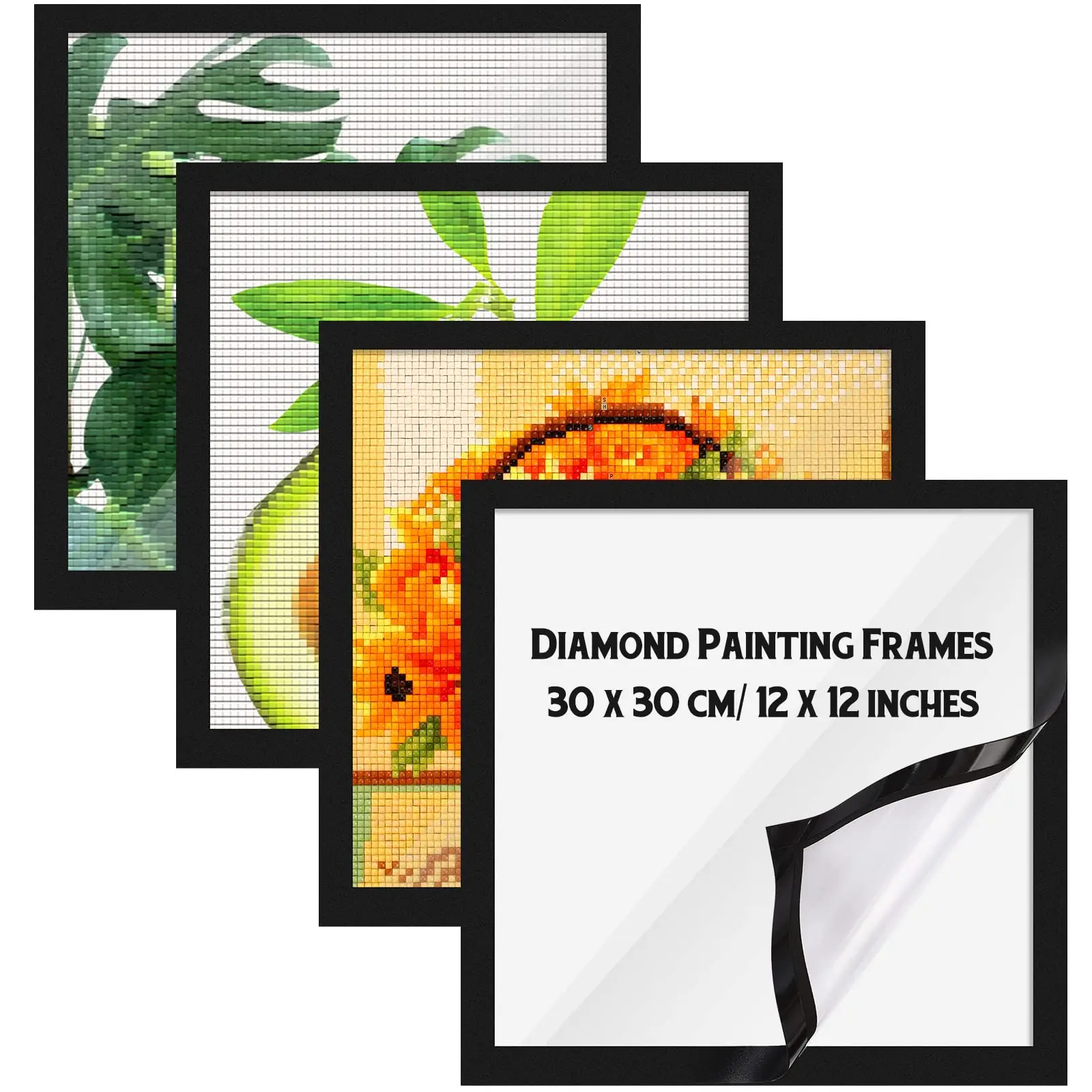 

4pcs 30x30cm Black Magnetic Photo Frame For Diamond Painting Frames Diamond Embroidery Tools Frame Living Room Home Decor