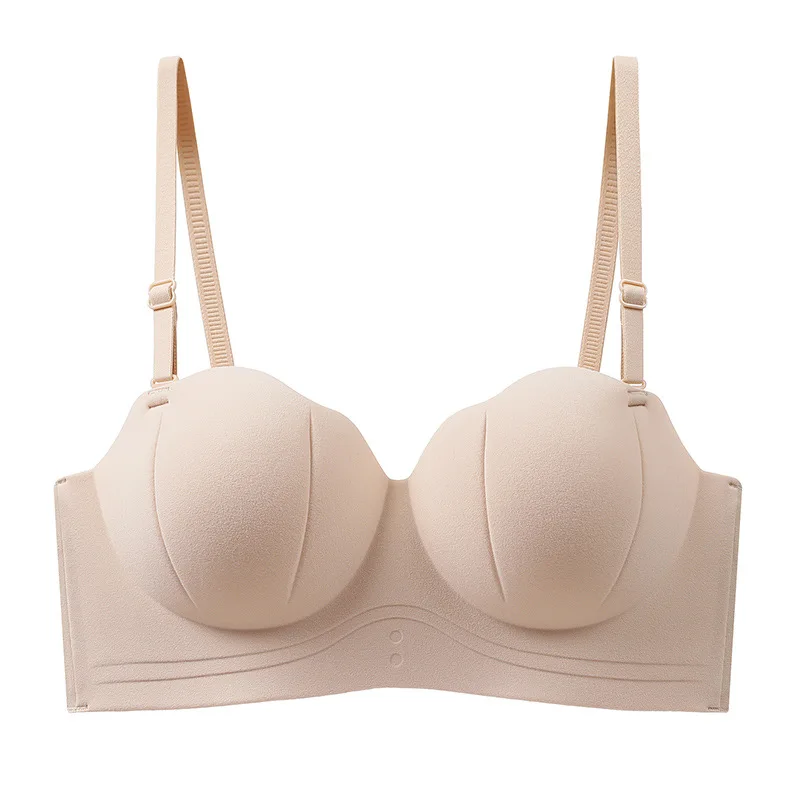 Women's Push-Up Strapless Bra for Small Bust Padded Breathable High Elastic Half Cup Convertible Lift Anti-Sagging AB Cup