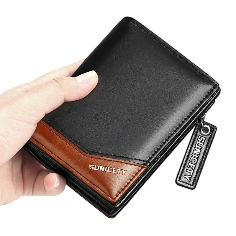 

Wallet Men Designer PU Leather Purse Rfid Card Holder Luxury Brand Zipper Small Money Bag 2023 New Short High Quality Coin Purse