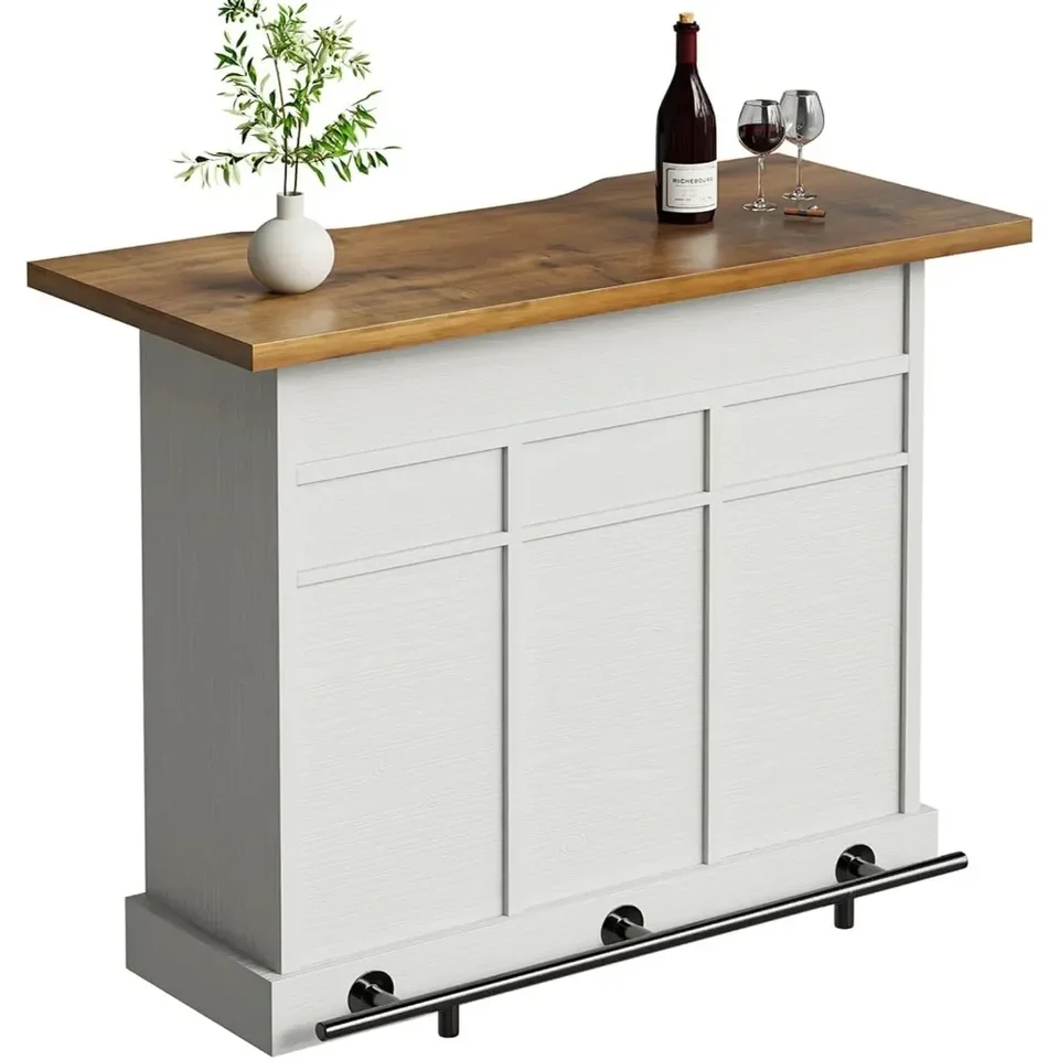 Rustic Farmhouse Home Bar Unit with Wine Storage