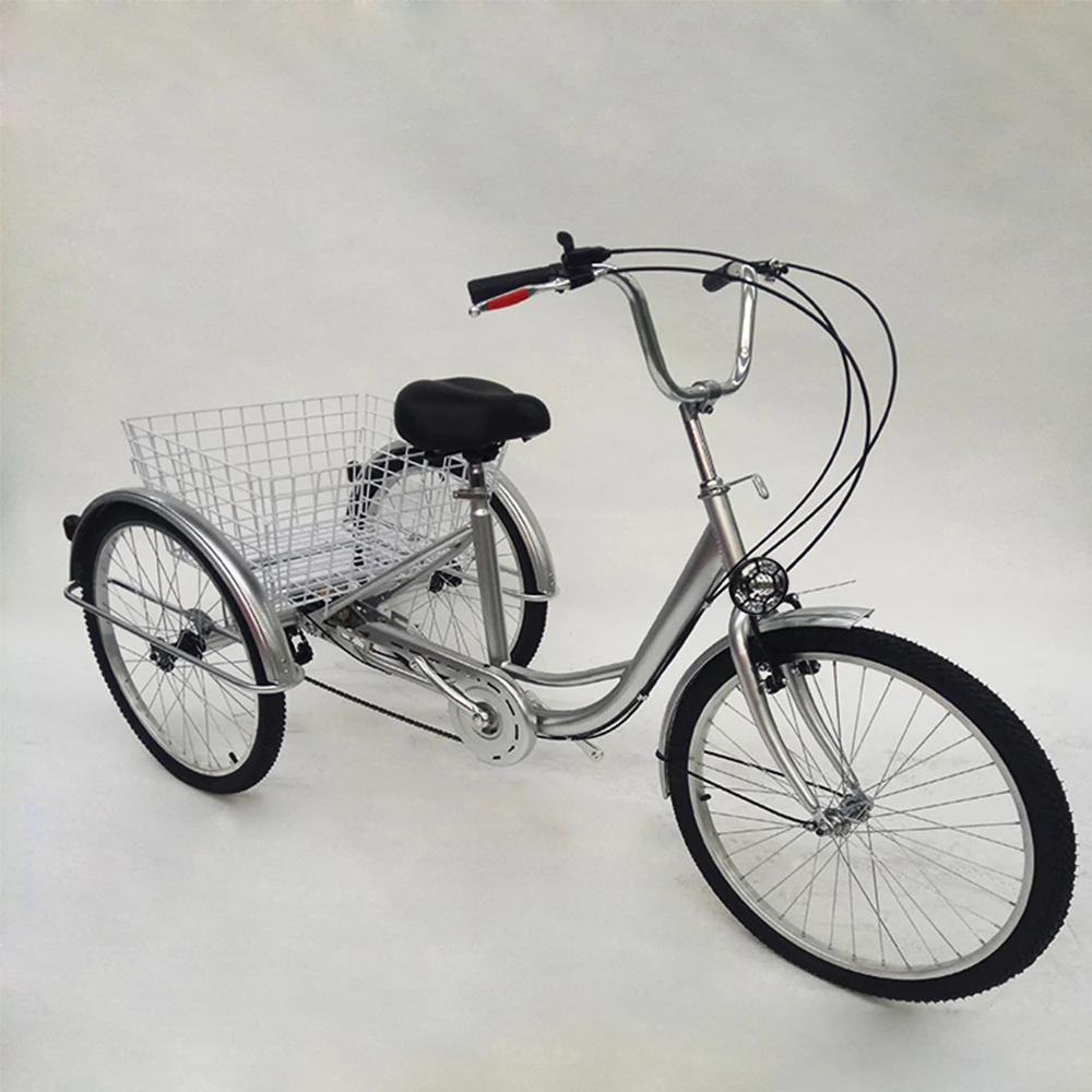 Triciclo Para Adultos 24 Pulgadas - 6 Velocidades, Con Cesta, Ideal Para Mayores O Paseos Cómodos