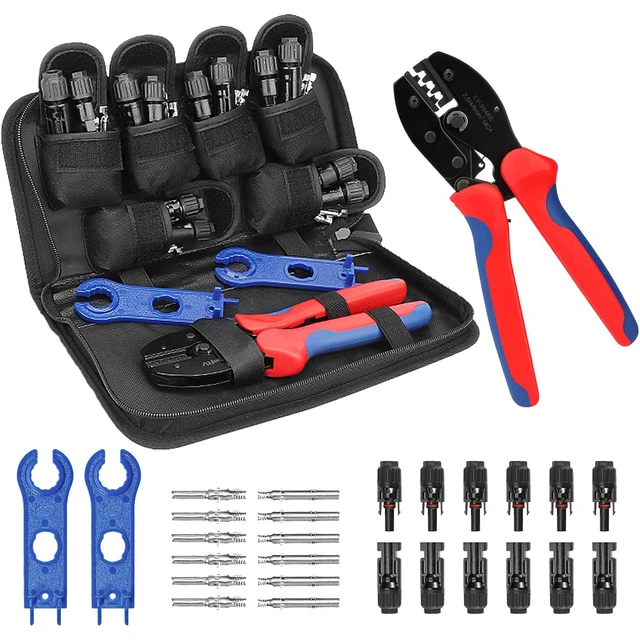 ชุดเครื่องมือย้ําสายพลังงานแสงอาทิตย์ - เครื่องย้ําสาย, ขั้วต่อ 6 คู่, ประแจประแจสําหรับชุดประกอบและติดตั้งสายเคเบิลแผงโซลาร์เซลล์ 1