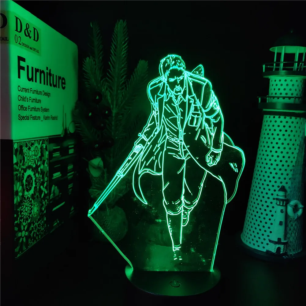 unicorn night light Attack On Titan 3D Anime Lamp Mikasa Levi Eren Armin LED Nightlights Colors Changing Shingeki no Kyojin Lampara night table lamps