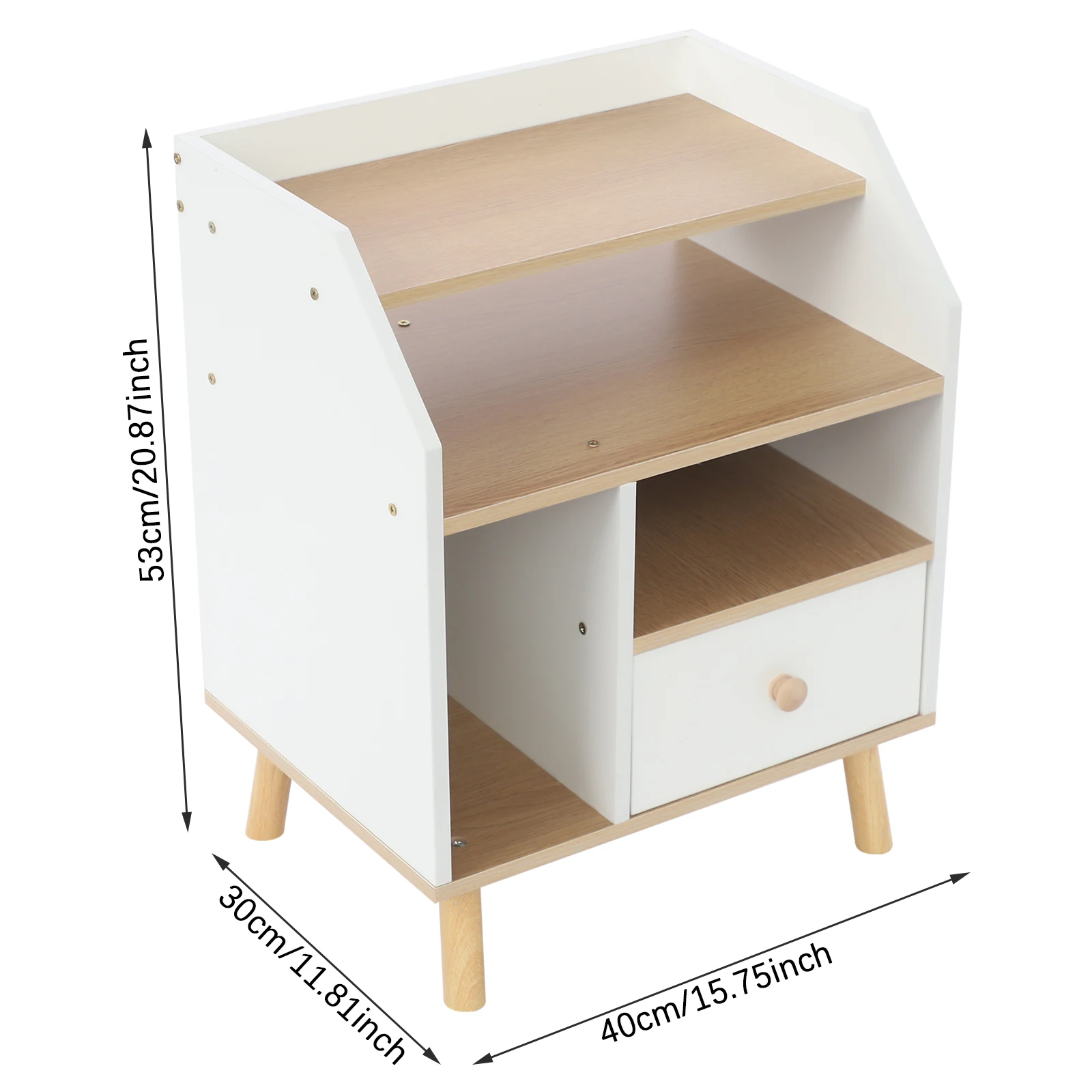 Moderner rechteckiger Nachttisch, Nachttisch für Schlafzimmer, Wohnzimmer, Büro, Nachttisch mit Schublade – Detail 15