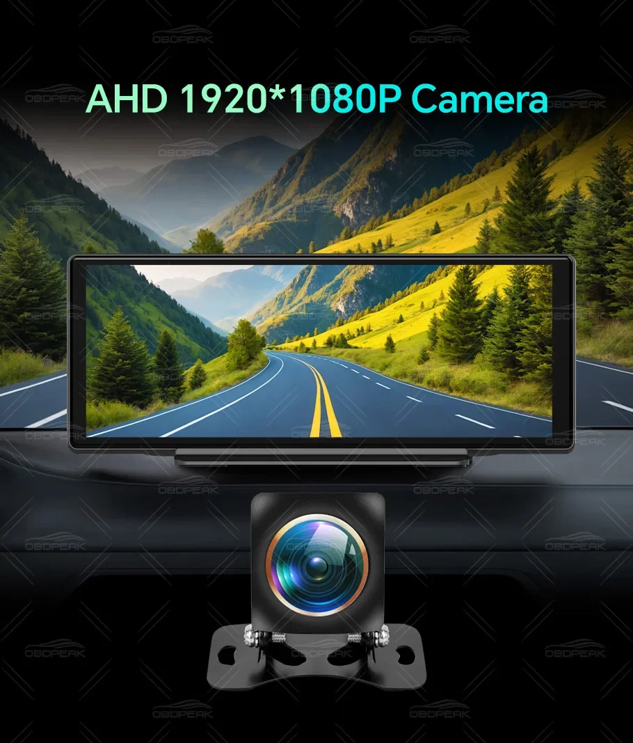 OBDPEAK 170° Fisheye Rear View Camera Golden Lens AHD 1920x1080P Full HD Vehicle Reversing Night Vision Waterproof IP68 Rearview