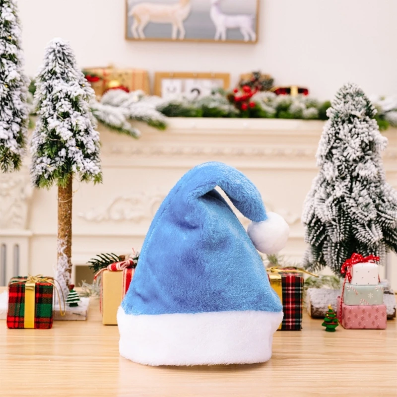 U55D Xmas Hat Santa Hat Xmas Holiday for Adults Unisex Velvet Comfort Hats Classical Multi for New Year Holiday Party