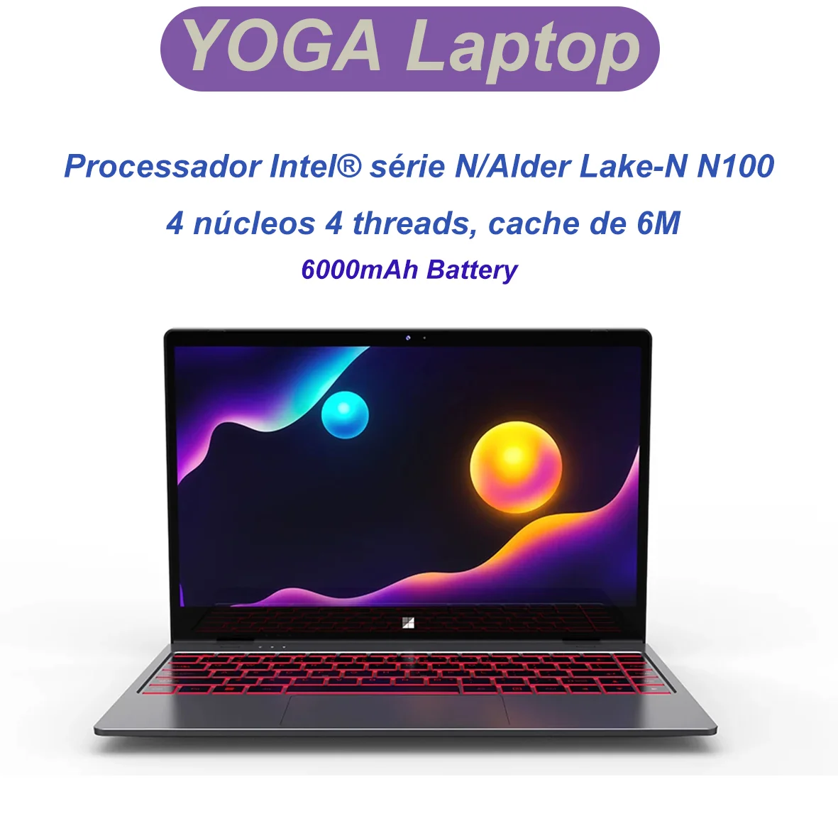 

N100 ноутбук с сенсорным экраном, ноутбук, Тип C, Alto-falantes Embutidos, NVME, Wi-Fi, BT 5,0, Аккумулятор 6000 мАч, 10 шт.