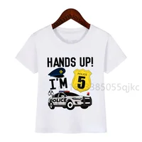 Numbers 1-10 Police Car Birthday Printed T-Shirt Kids Police Car Birthday Boy T-Shirt Gift Set Custom Name Numbers 1