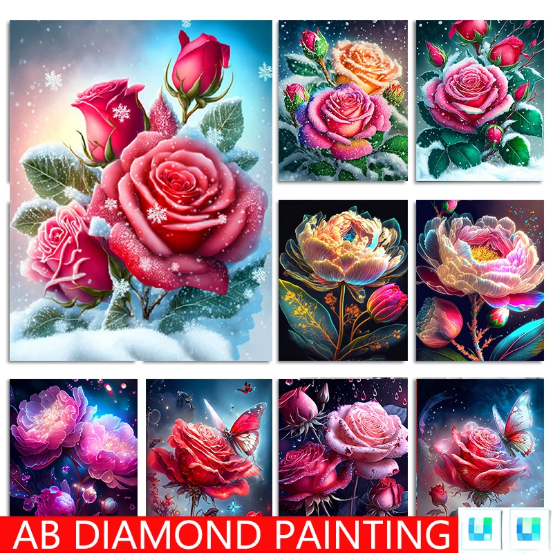 Diamond Painting Flowers Fantasy  Diamond Painting Ab Drills - Flowers  Diamond - Aliexpress