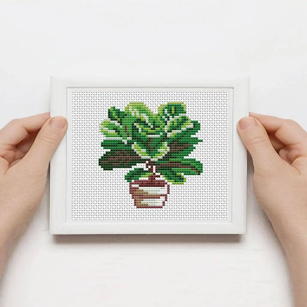 Plant Cross Stitch Set Needlework 12pcs 11CT Flowerpot Embroidery Kit Decoration For Home Handmade Gift