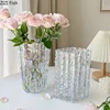 Transparent Glacier Wrinkle Glass Vase Hydroponics Flower Pots Desk Decoration Flowers Arrangement Floral Vase Modern Home Decor 1