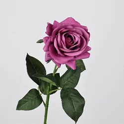 Elegant 26 - Inch Real Touch Artificial Rose Floral Arrangement for Home Decor and Photography Props (Deep Purple)