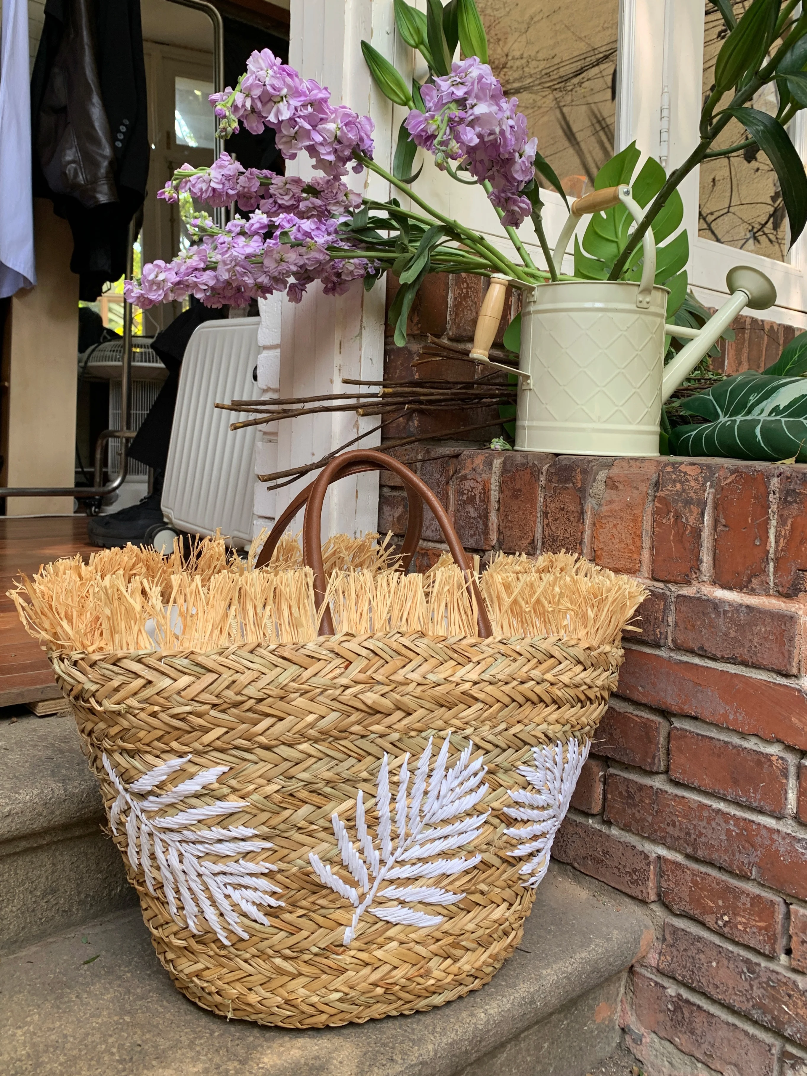 Summer Stripe Tote Bag Straw Bag Women's New Beach Seaside Outdoor Travel Vacation Large Capacity Shoulder Bag Portable Basket