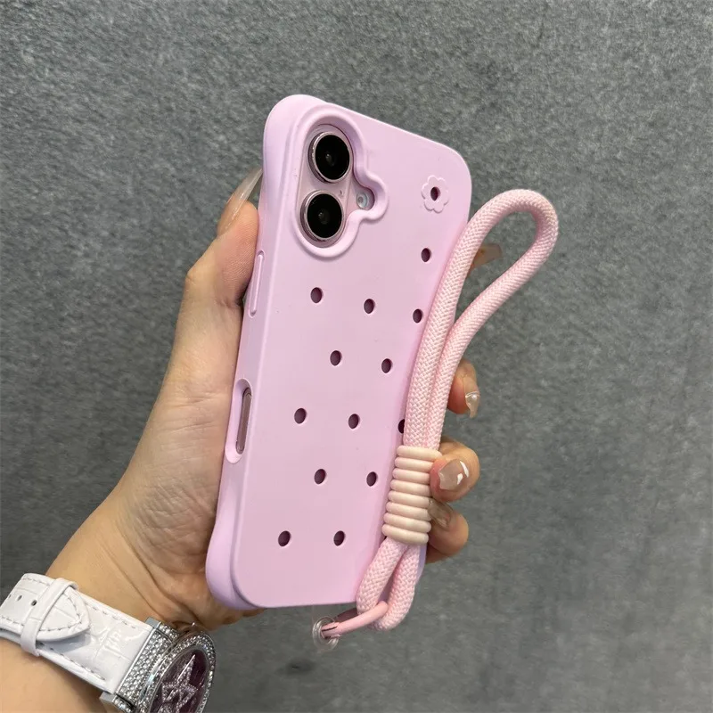 Soft Polka Dot Silicone Case with Lanyard Wristband and Heat Dissipation