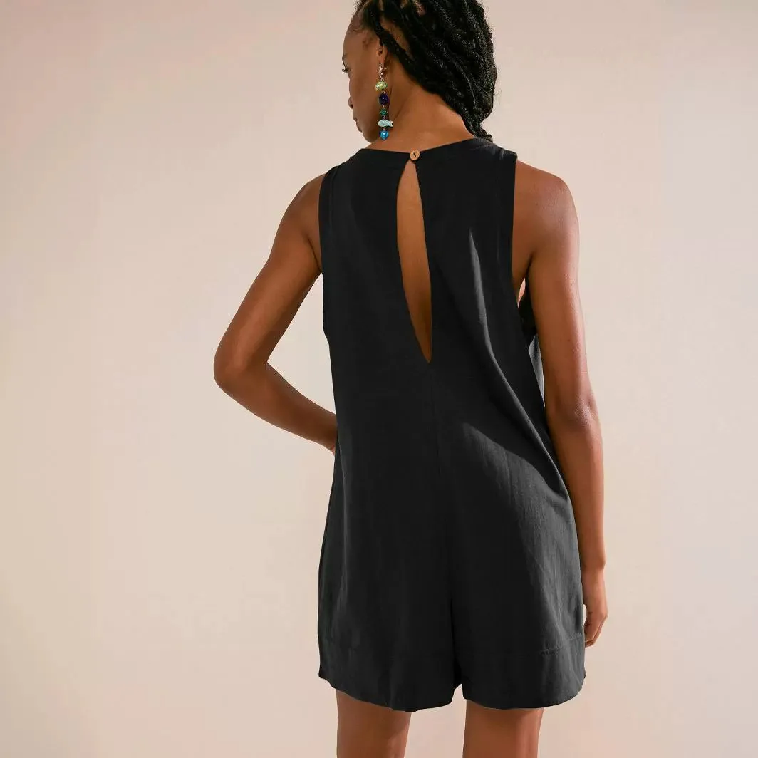 Jumpsuit 2024 Explosion Basic Color Personalized Hipster Pocket Knit One-piece Shorts Women's