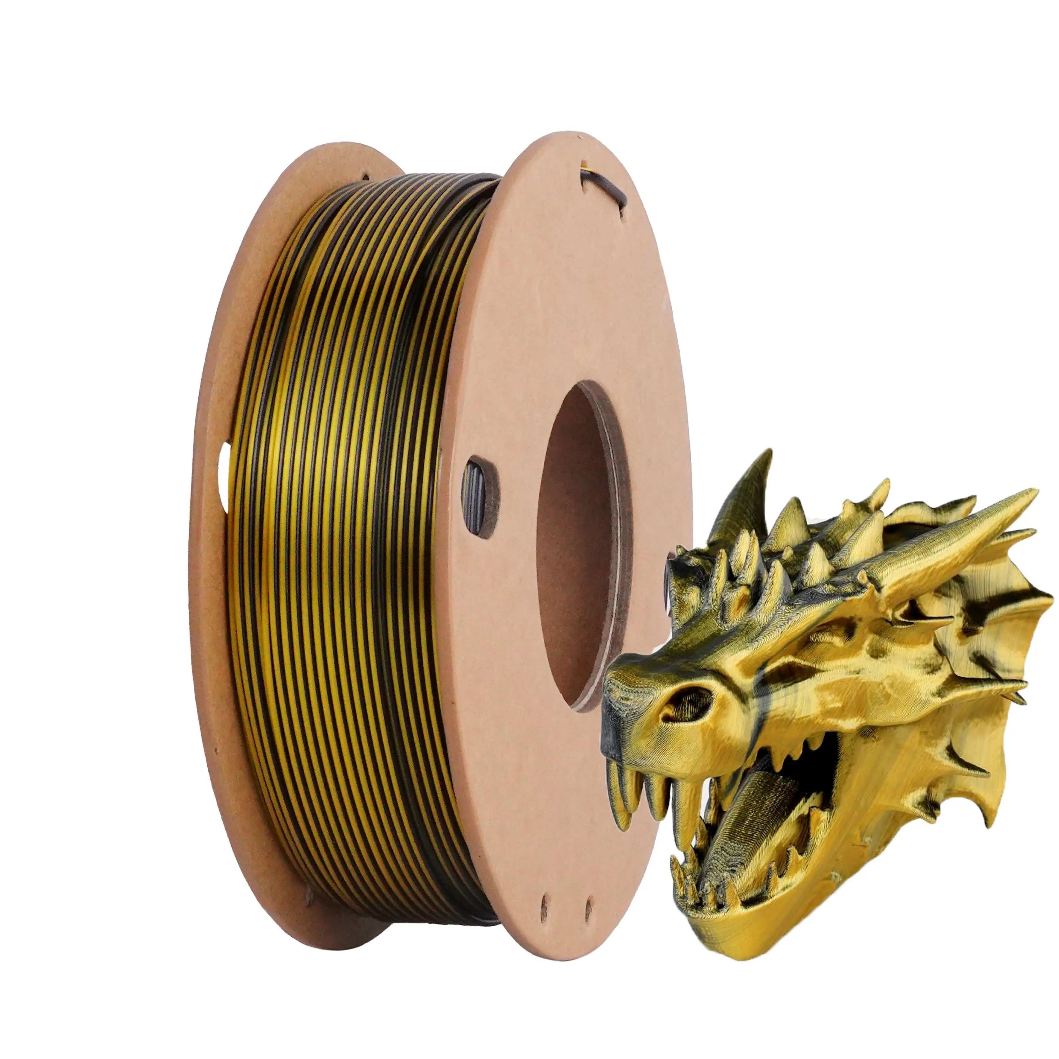 실크 듀얼 컬러 PLA 0.25KG 블랙 골드 필라멘트, 실크 PLA 3D 프린터..