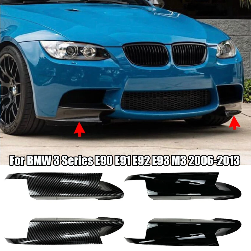 Per Bmw Serie 3 E90 E91 E92 E93 M3 2006 - 2013 Car Front Side Spoiler Lip Cover Splitter Trim Protector Glossy Black Abs