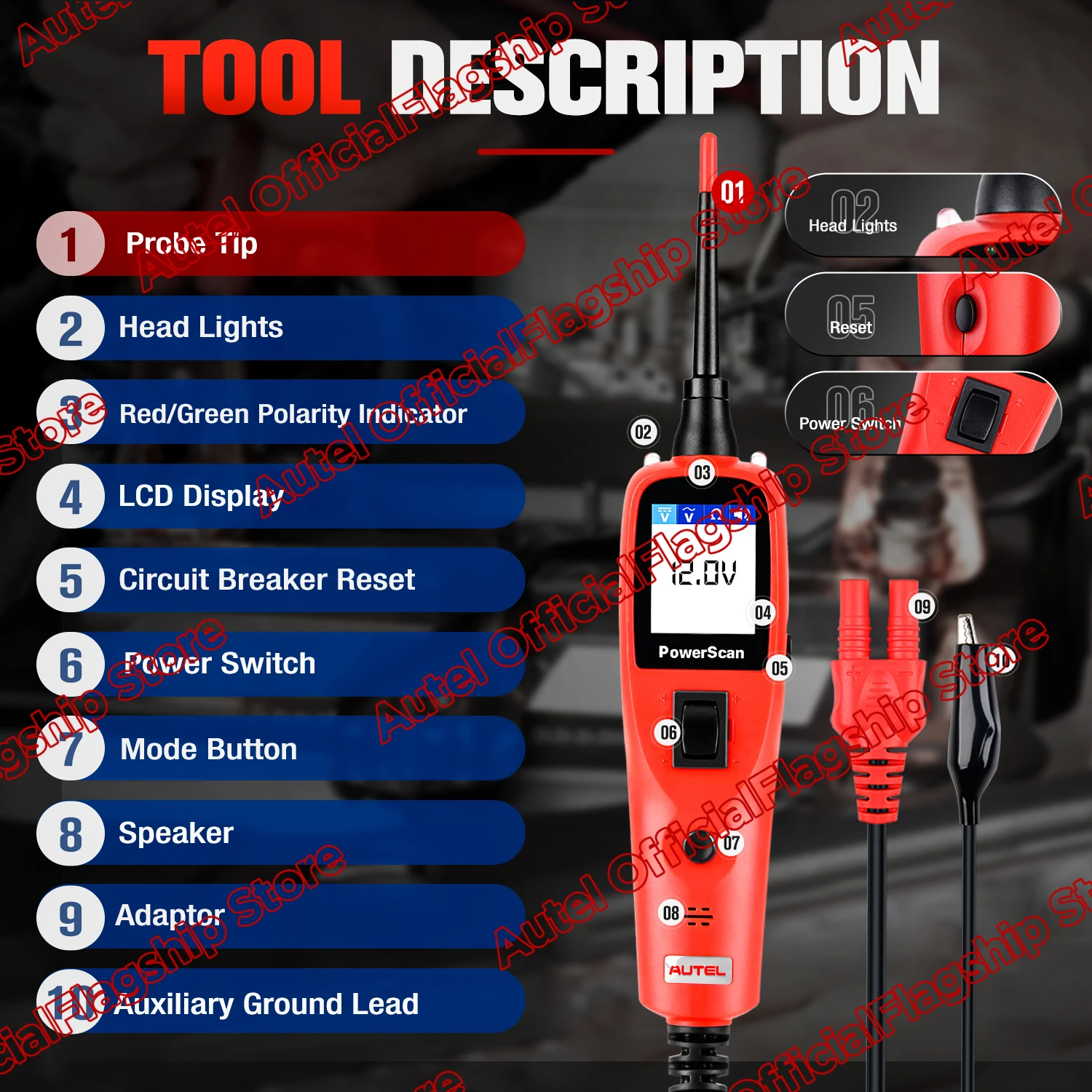 Autel PowerScan PS100 Electrical System Diagnosis Tool Circuit AVOmeter Tester 2025 With Flashlight Four Work Modes auto diagnostic scanner,circuit tester