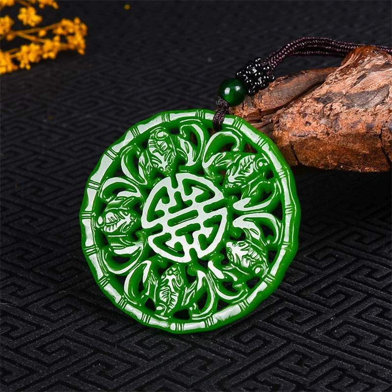 

Натуральный Синьцзян Хотан нефритовая яшма Wufu дверной кулон Мужская и женская зеленая шпинат Wufu кулон на день рождения свитер цепь