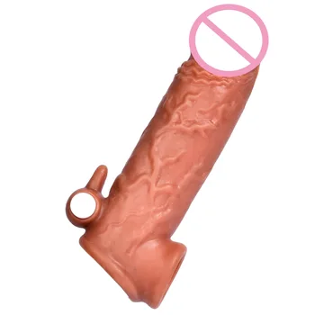 Reusable Comdoms Sleeve For Penis Extender/Enlarger Nozzle With Vibro Sex Toys Cock Enlargement Member Vibrator Lock Fine Ring 6