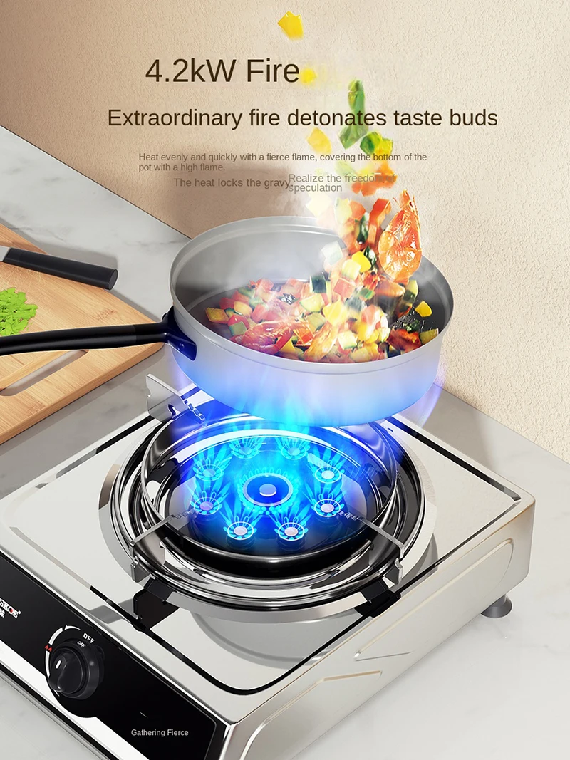 Gas Stove Single Stove Household Desktop Liquefied Petroleum Gas Natural Fierce Fire Stainless Steel