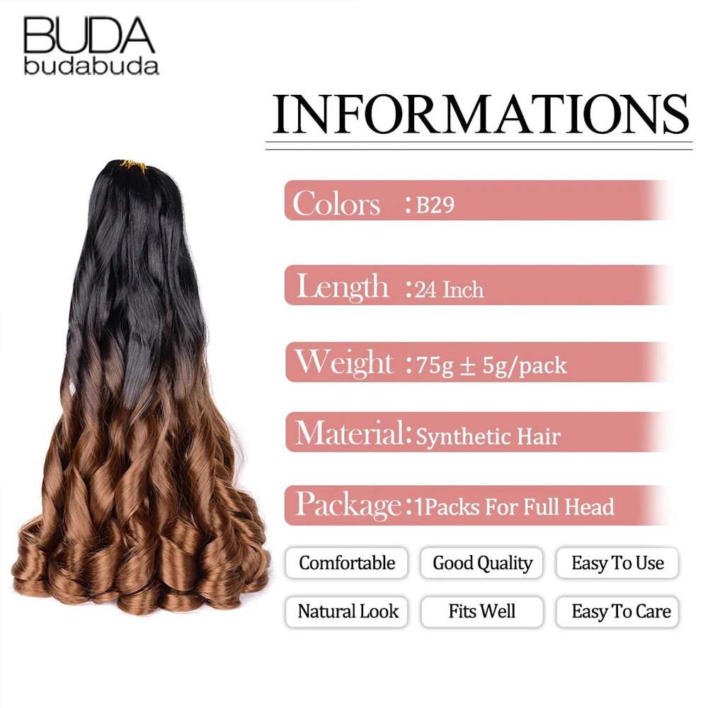 Loose Wave French Curl Braiding Hair 16/24" Synthetic Spiral Curls Braids Hair Extensions Pre Stretched Loose Wavy Crochet Hair 3