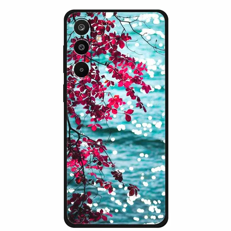 Floral Printed Silicone Phone Case - Black TPU Cover