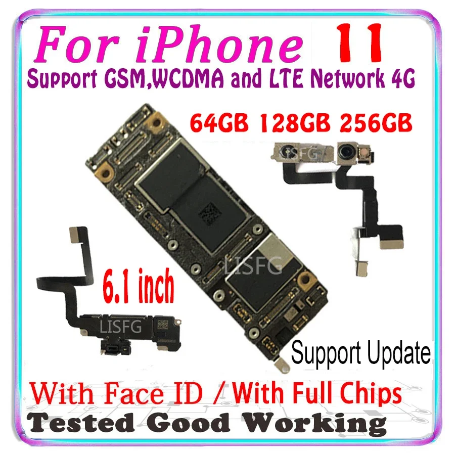 iPhone 11 / 11 Pro / Pro Max 64gb 128gb 256gb Motherboard Face ID Unlocked Logic Board
