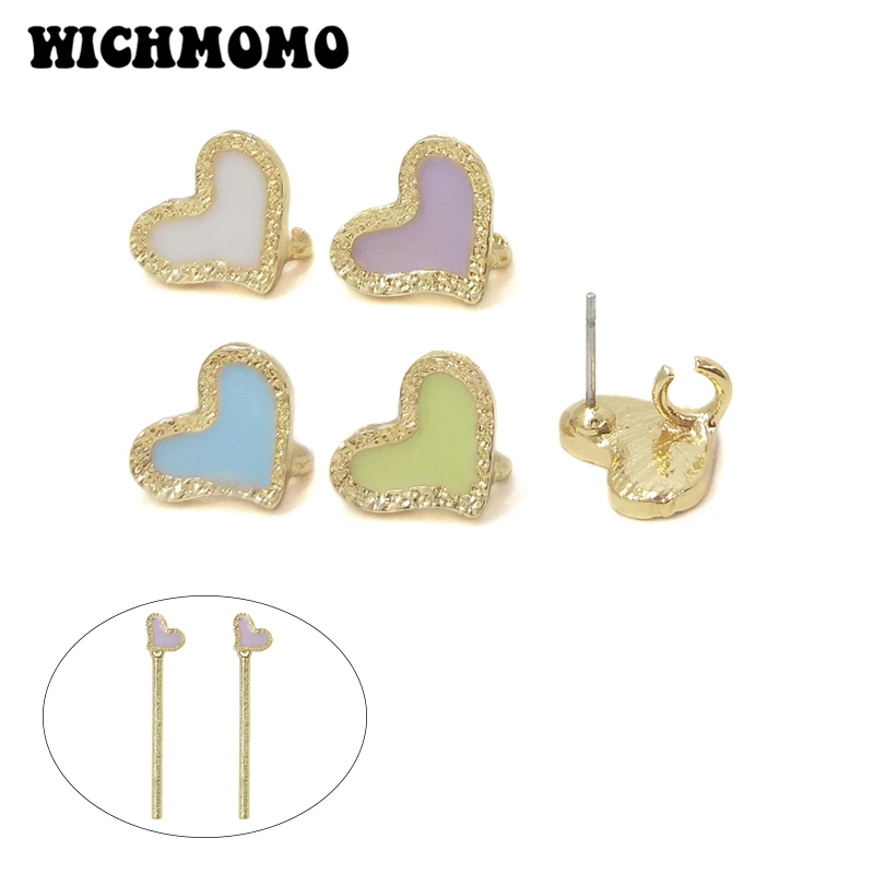 

2022 New 11*13mm 10pieces High Quality Zinc Alloy Drop Oil Hearts Earring Base Connectors for DIY Earring Jewelry Accessories
