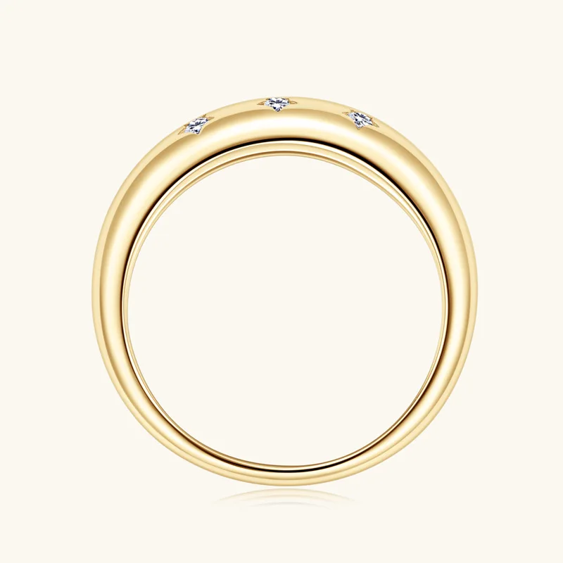 Women's Ring Bezel Setting Star Moissainte Rings 18K Gold Plated 925 Silver Band Fashion Party Daily Wear Jewelry New In 4