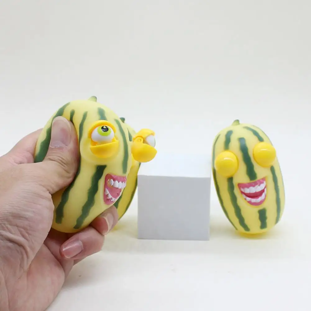

Decompression Toy Eye-popping Watermelon Squeeze Toy Soft Plastic Pinch for Stress Relief Fun Fidget Toy for Adults Kids Stress