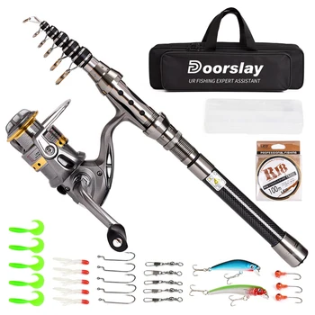 2.1M Telescopic Fishing Rod and Reel Combo Full Kit  Spinning Fishing Reel Gear Organizer Pole Set with Fishing Accessories 1