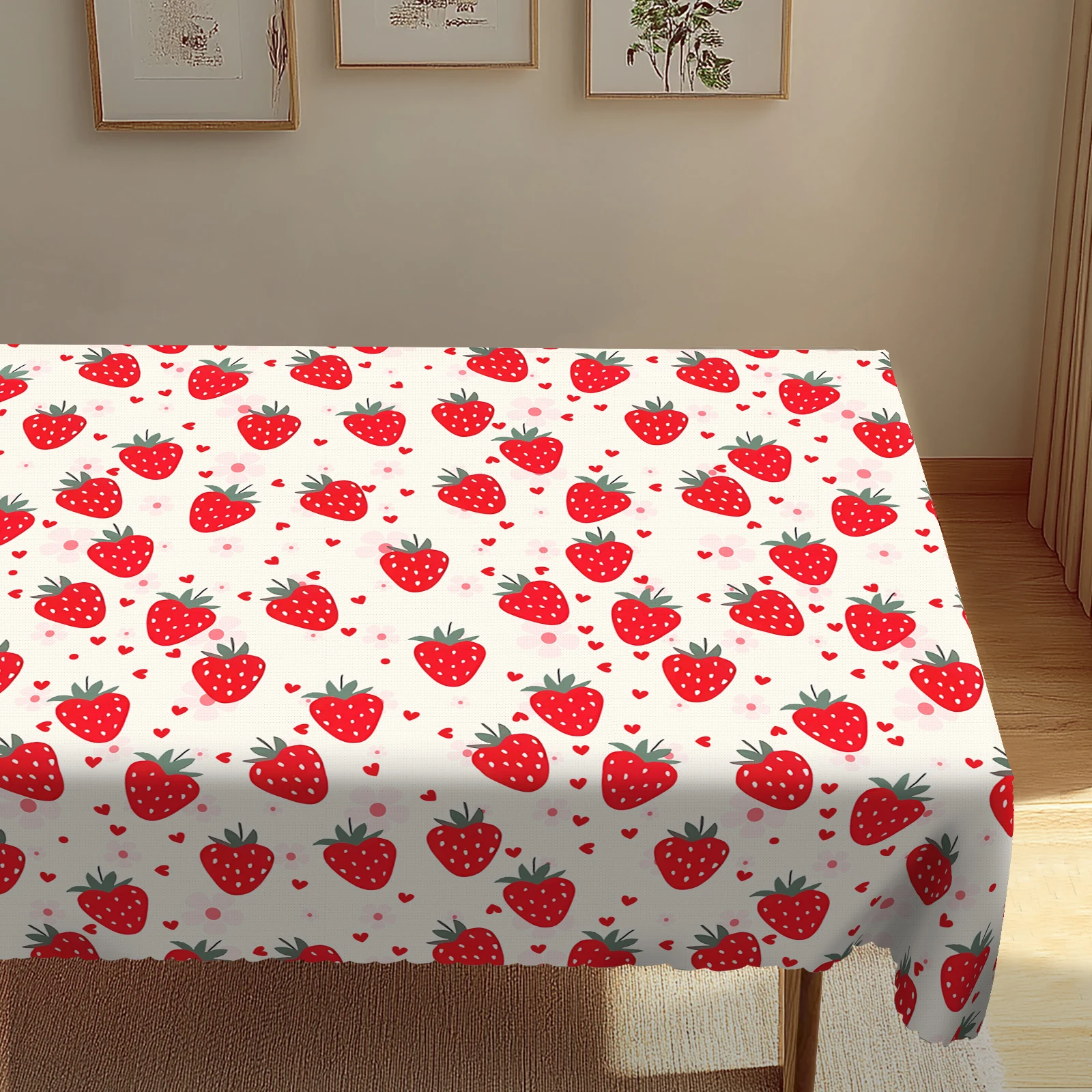 Tovaglia rettangolare con fragola vibrante da 1 pezzo: cucina decorativa perfetta per la casa, feste, primavera, estate e celebrazioni natalizie 1