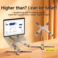 Tablette portable en alliage d'aluminium pliable, support télescopique pour ordinateur portable, support de bureau, support de table pour ordinateur portable élévateur, rotation à 360 ° 5