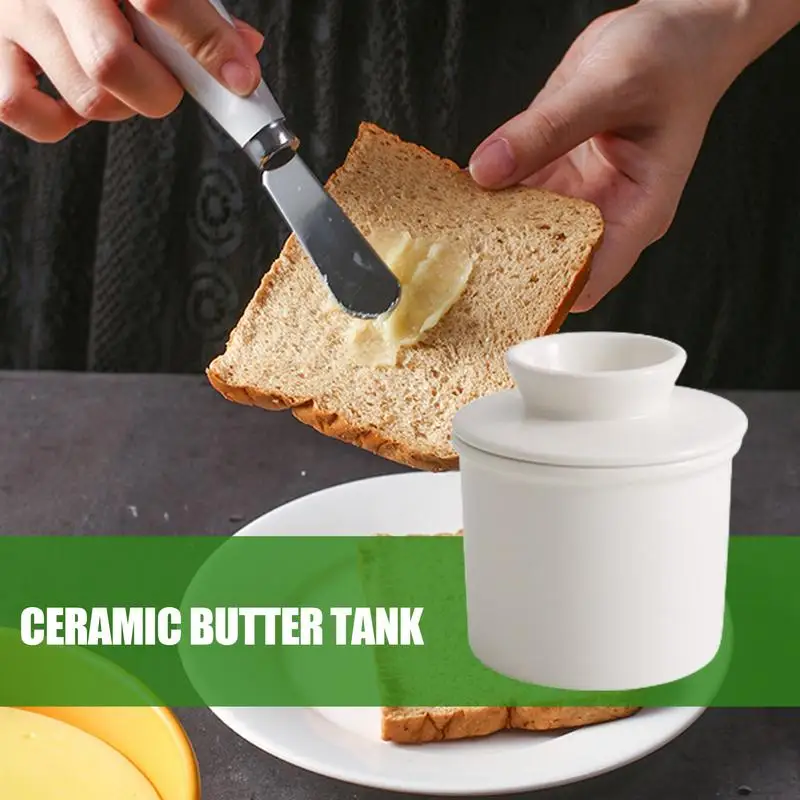 Butter Storage Box Ceramic 350ml Butter Container Cylindrical Cheese Box For Cheese Jam Chocolate Kitchen Accessories