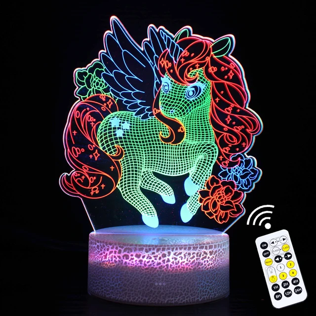 Lampe 3D en forme de licorne avec télécommande tactile – Image 3