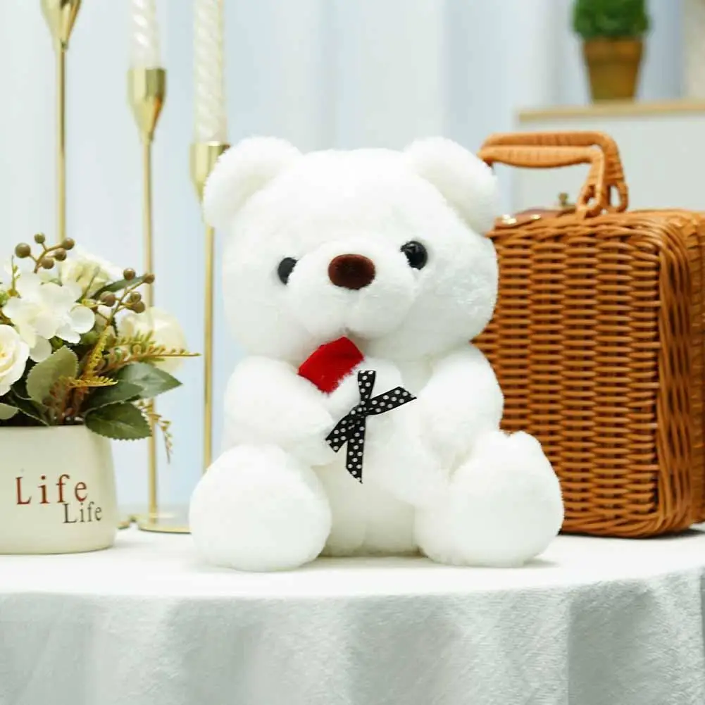Kawaii Teddy Bear With Roses Plush Toy Soft Bear Stuffed Doll Romantic Gift For Lover Home Decor Valentine's Day Gifts 25cm