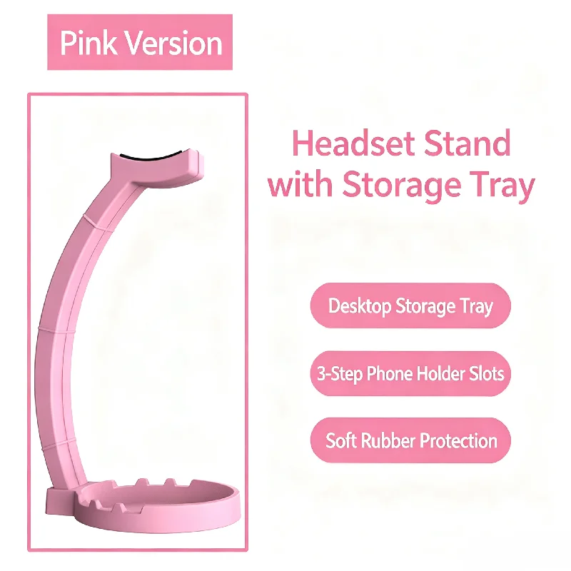 Headphone Stand With Storage Tray Desktop Headset Holder Hook For Earphones Cable Organizer Desk Storage Rack Gaming Headphones