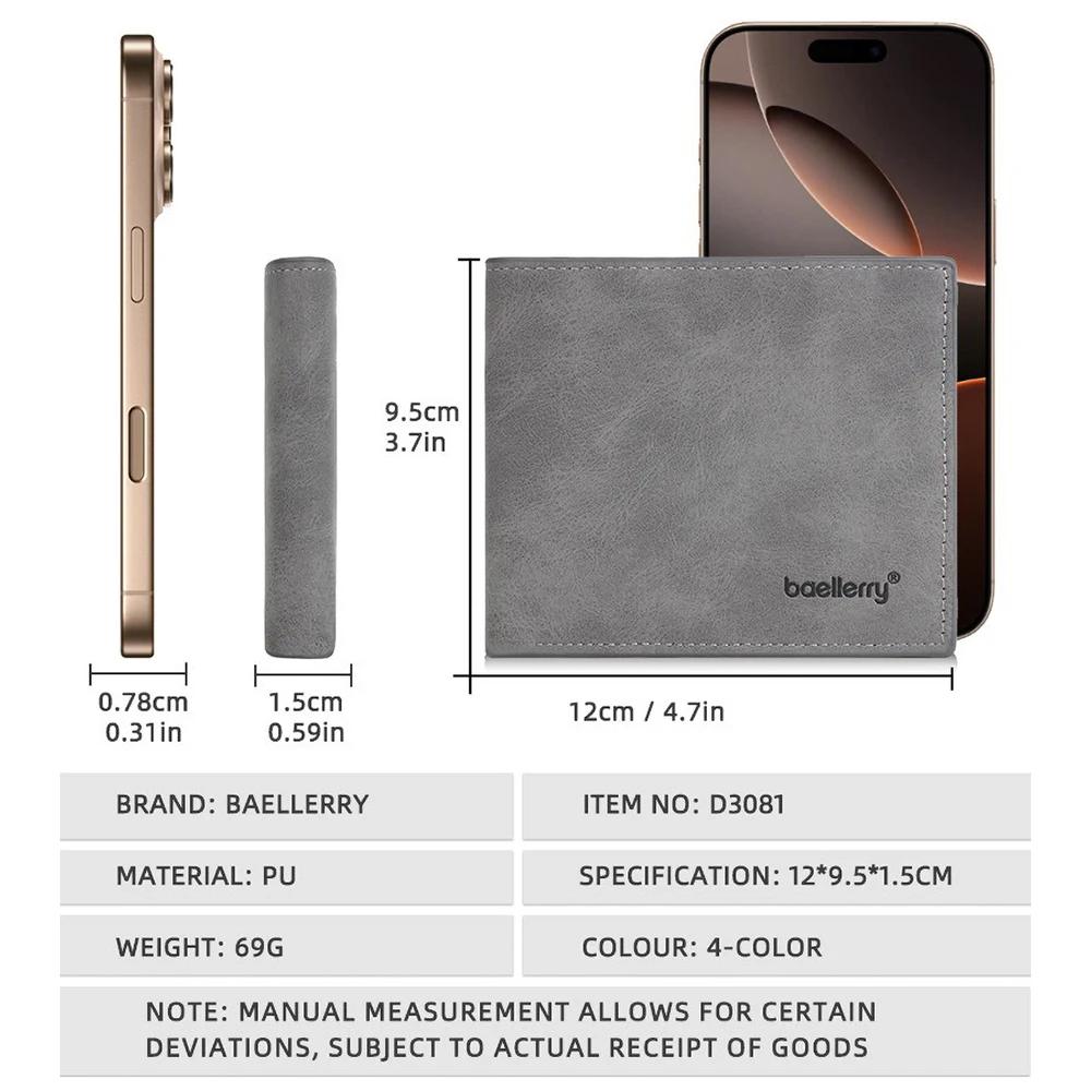 Personalized PU Wallet for Men Slim Front Pocket Zipper Coin Pocket Custom Initials RFID Blocking