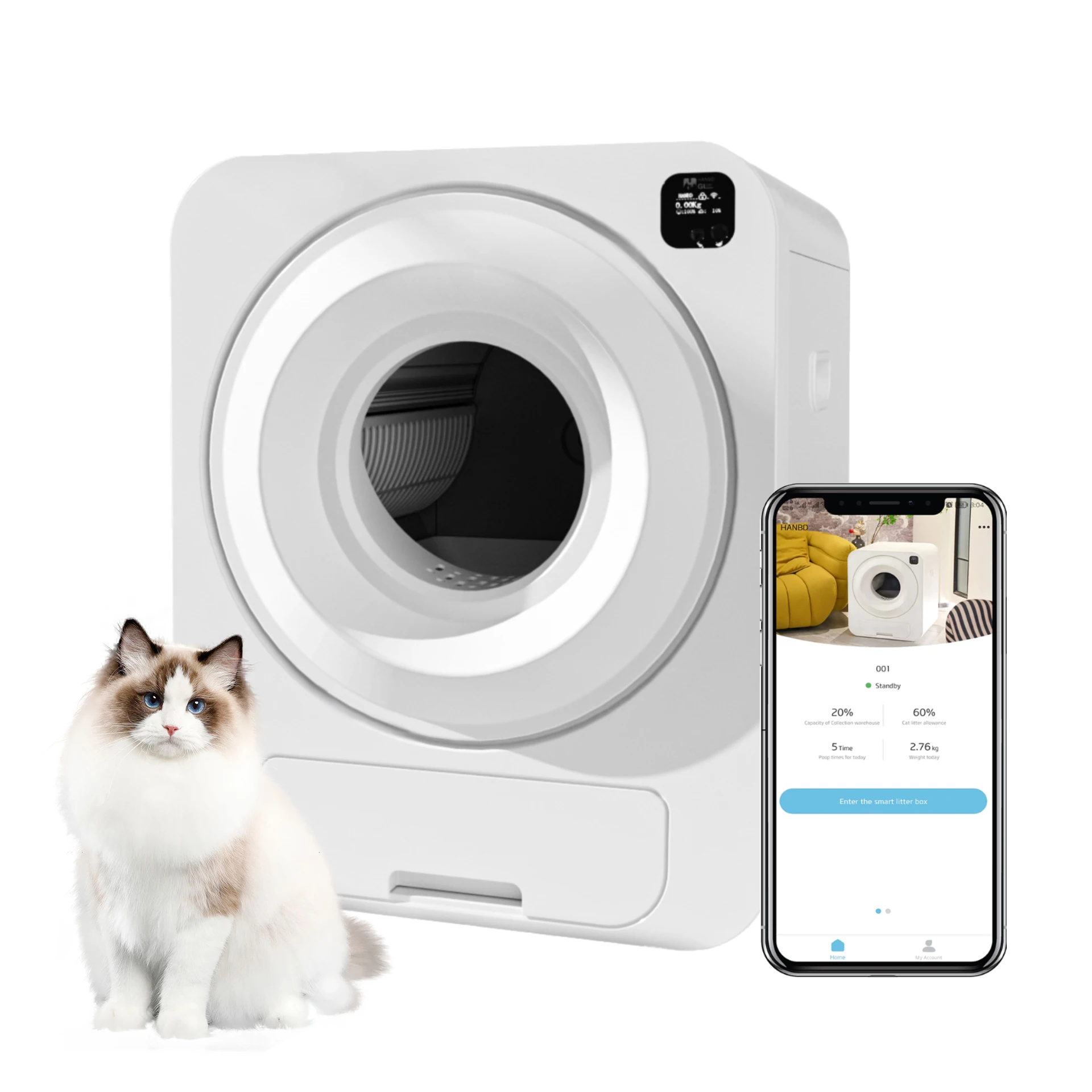 

Customize New Style Wifi App Control Large Self Quick Cleaning Enclosed Smart Automatic Intelligent Cat Litter Box Cat Toilet