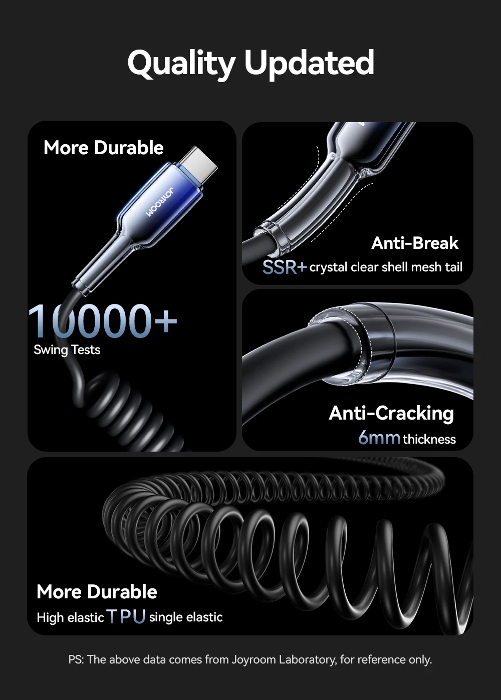 Joyroom 60W USB Type C Fast Charging Cable Spring Telescopic Car Charger Cable For iPhone 16 15 Pro Max /Xiaomi /Huawei Android