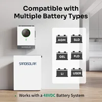 SANDISOLAR 6200W 48V Onduleur Solaire Hors Réseau 230V Onde Sinusoïdale Pure 9000W PV Max 120A Chargeur MPPT Double Sortie AC RS485 3