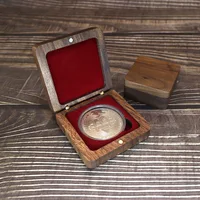 Commemorative Coin Box Medal Medal Gift Packaging Wooden Box Clamshell Storage Gift Medal Coins Antique Wooden Box 1