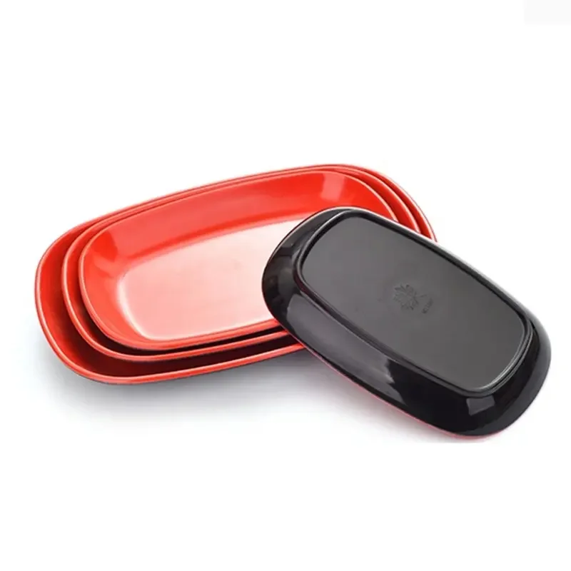Melamine Red Dinner Plate Fast Food Square Dishes School Rice Meal Serving Trays Cheap Hotel Table Decoration and Accessories