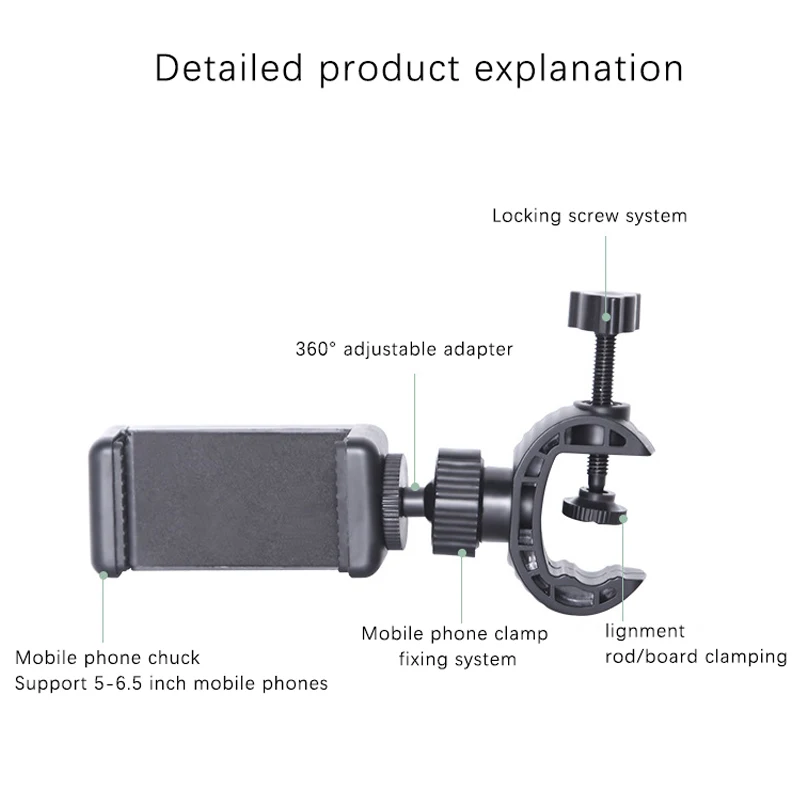 【In】Telefonhalterung, mobiler Stützclip für alle Smartphones, Telefonhalter, Halterung, Ständer, Mikrofonständer, Halterung, Stativ – Detail 1