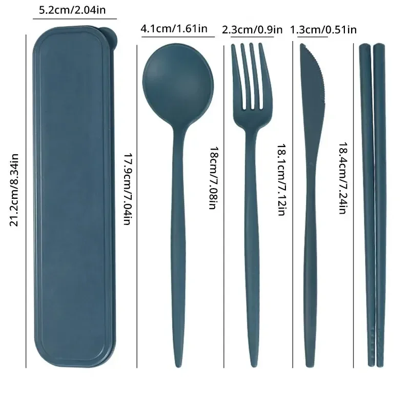 Cutlery Set 4-piece Wheat Straw Tableware Knives Forks Spoons Chopsticks New Portuguese Plastic Portable Tableware Set Dinnerware Set